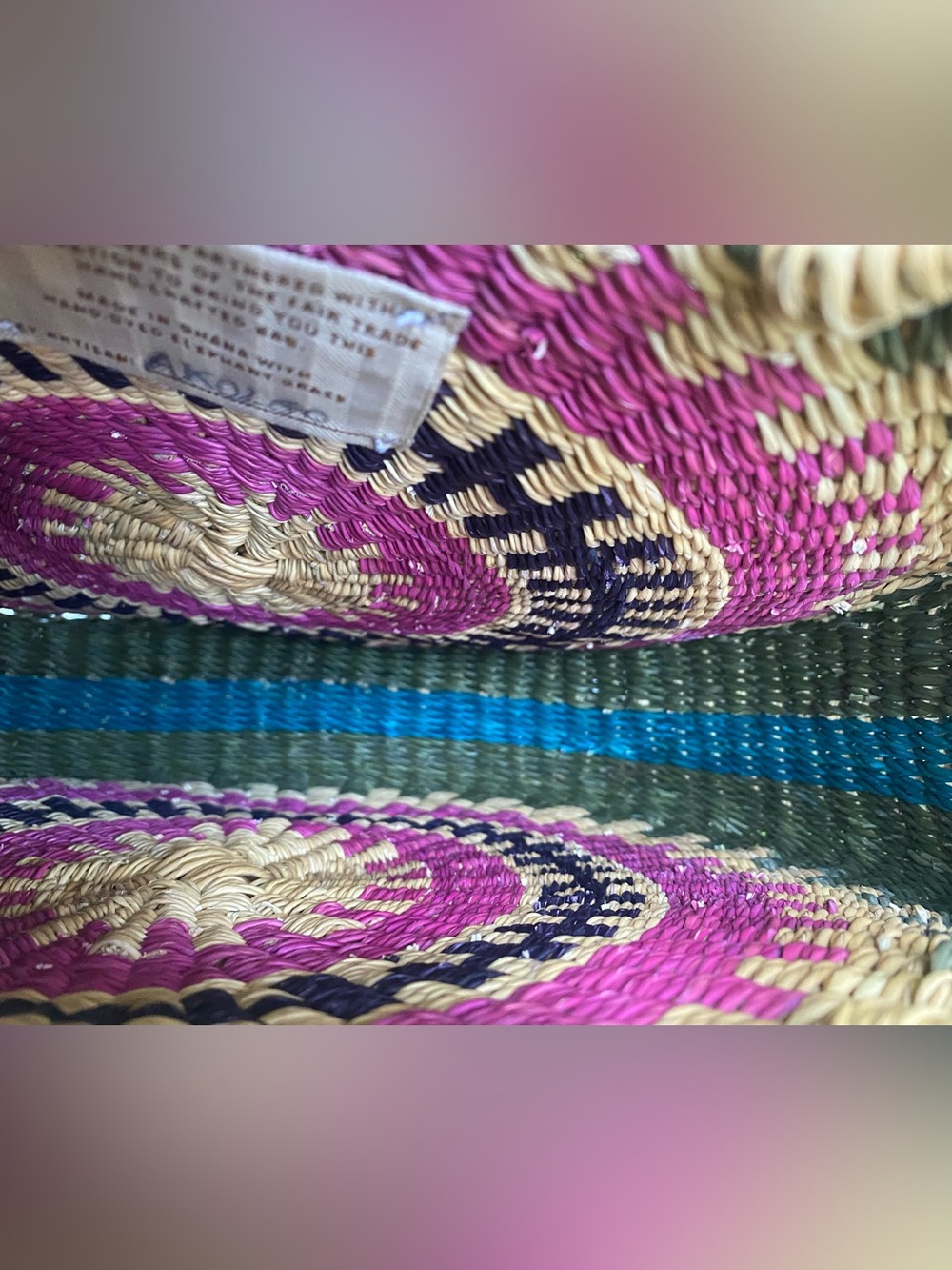 $395 Nena & Co. Ghana Full Moon Bag Handcrafted Artisan Fair Trade Straw Tote - Picture 9 of 16
